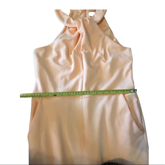 Rachel Roy pink blush crepe halter wide leg twist front midi jumpsuit size large - Picture 14 of 16